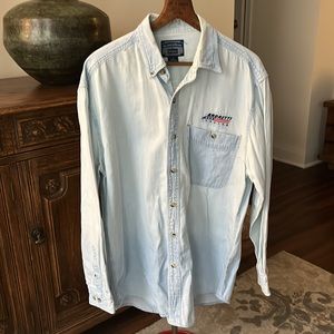 VINTAGE Mario Andretti Racing Distressed Casual Button Down Shirt